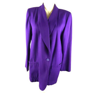 Vintage Fundamental Things Women's Purple Blazer Size 12 Carter Business Fun